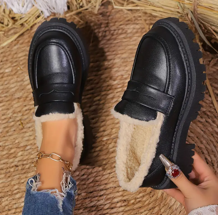 Elena Reed Fleece Leather Loafers