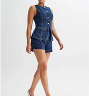 Marella Denim Button Up Top & Shorts Set