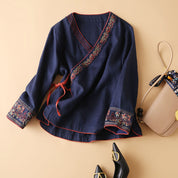 Evelina Linen Wrap Blouse