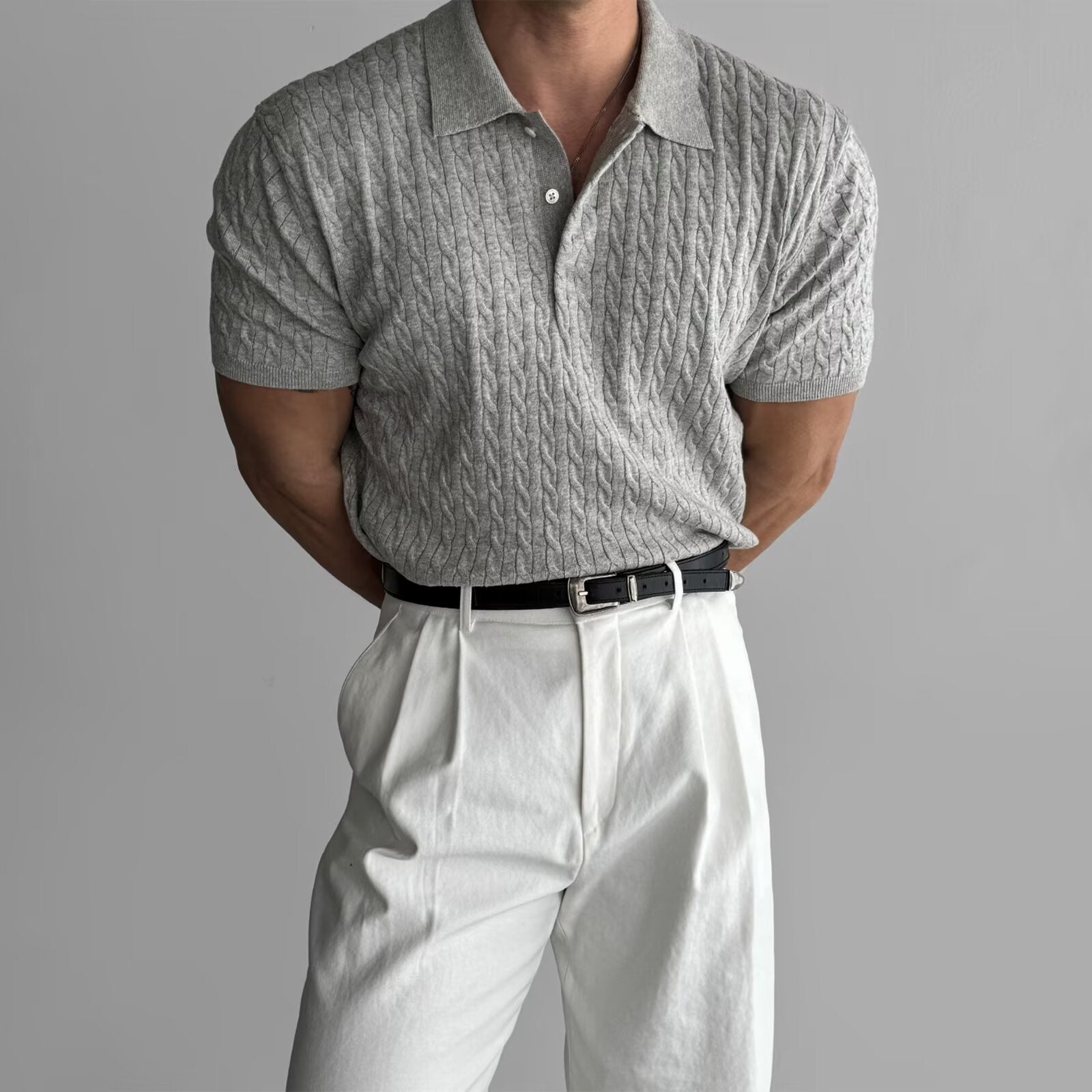 Raffaele Cable-Knit Polo