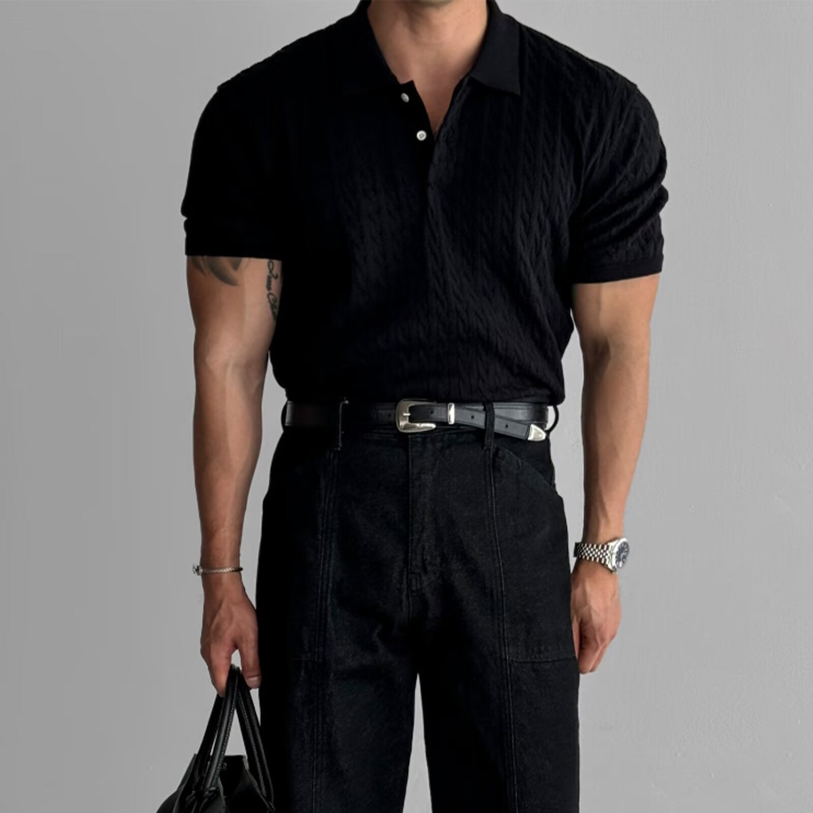 Raffaele Cable-Knit Polo