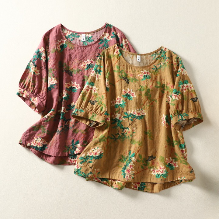 Amelie Floral Linen Blouse