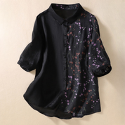 Dahlia Linen Floral Blouse