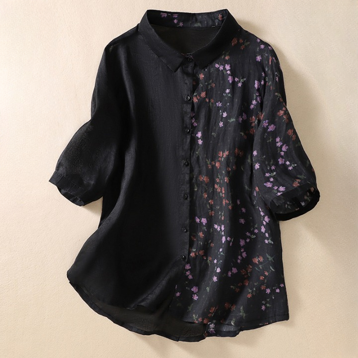 Dahlia Linen Floral Blouse