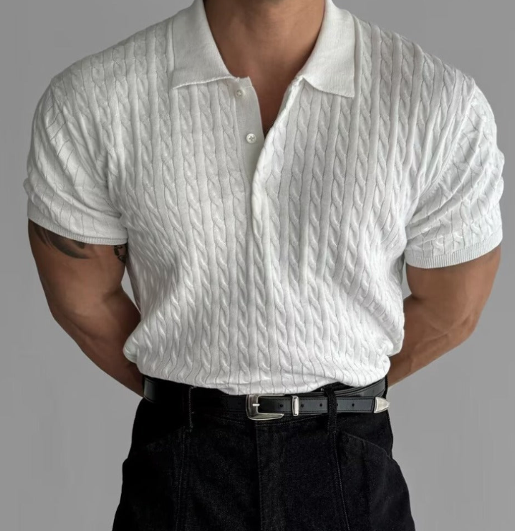 Raffaele Cable-Knit Polo