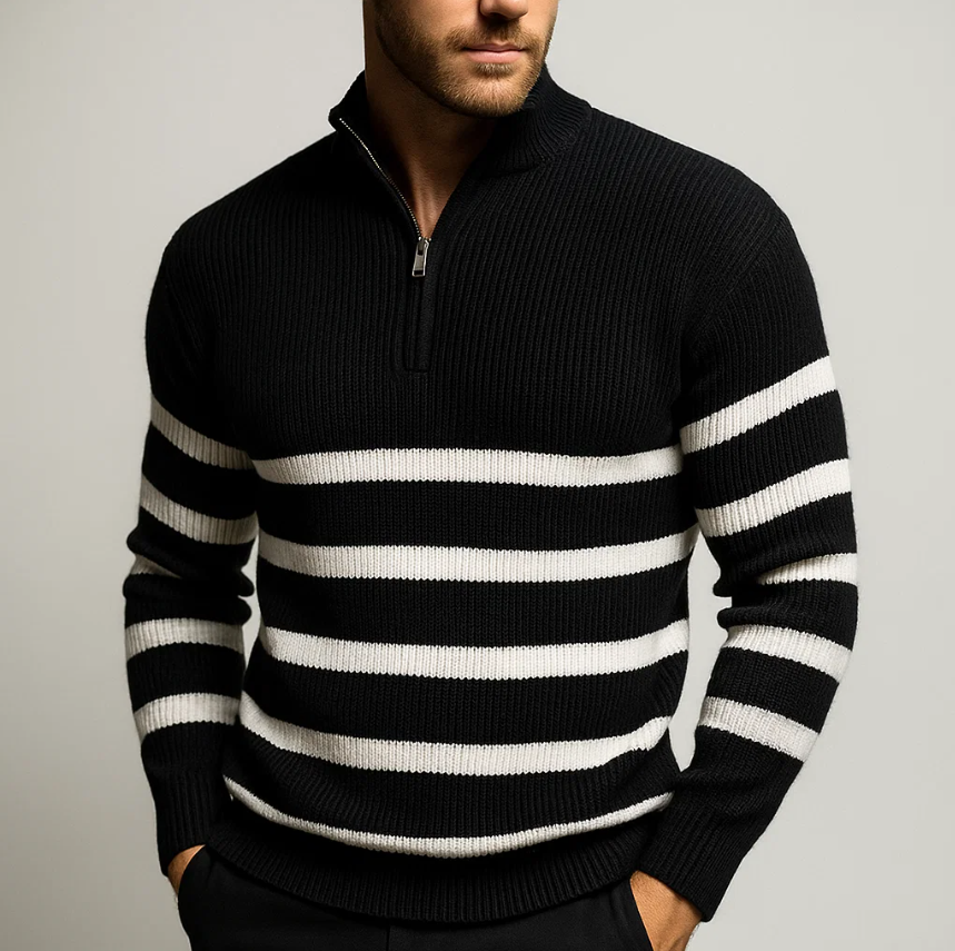 Avelon Striped Zip Sweater