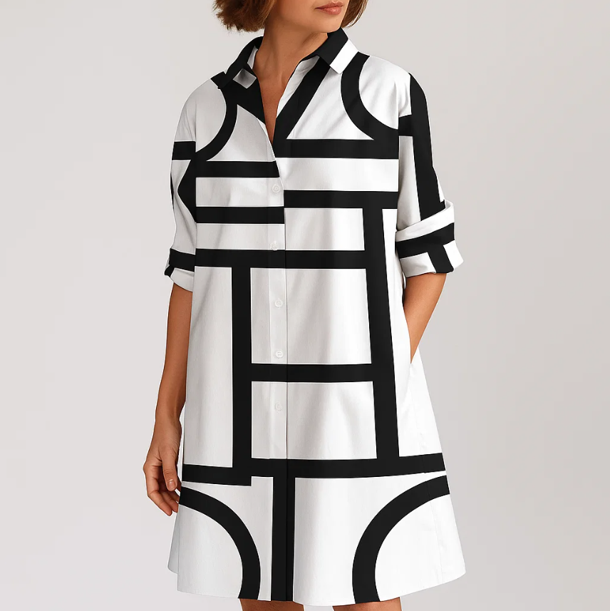 Avery Geometric Shirt Dress