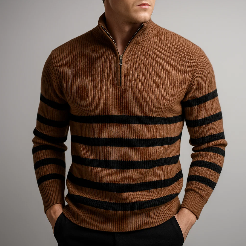 Avelon Striped Zip Sweater