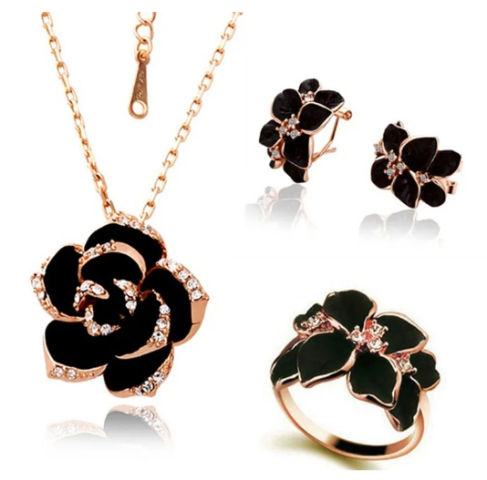 Camellia Rose Gold Jewlery Set