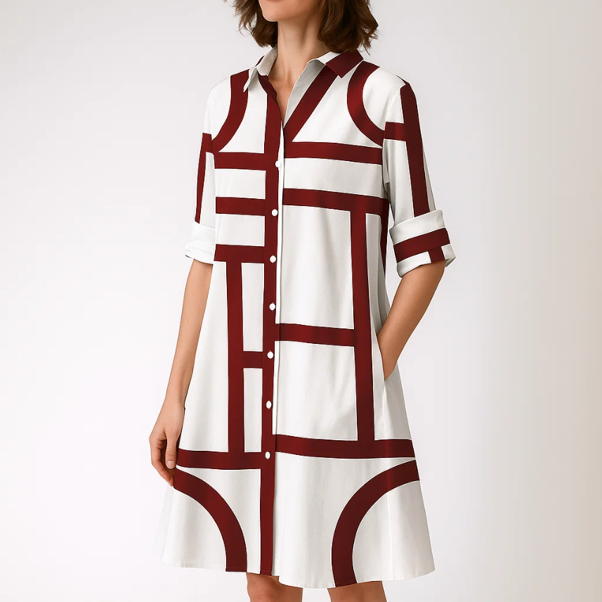 Avery Geometric Shirt Dress